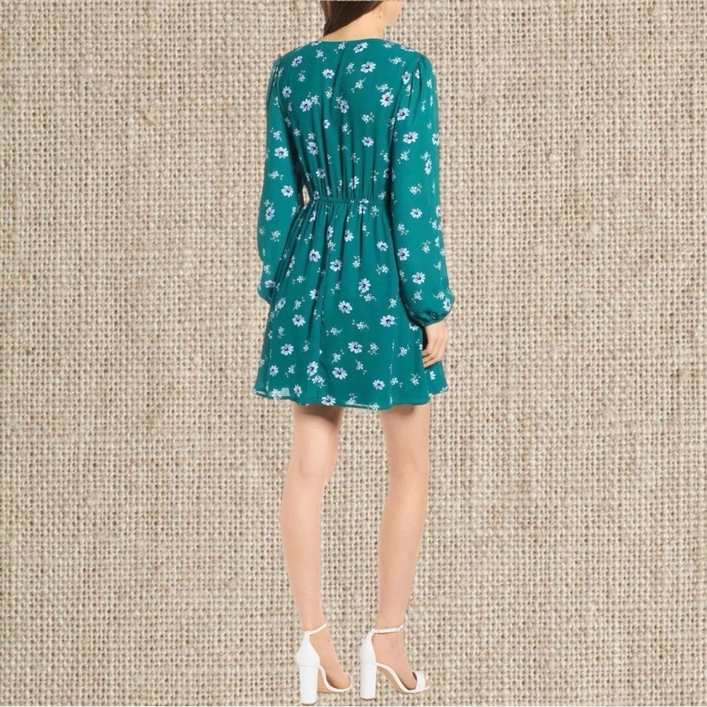Nordstrom Teal Floral Long Sleeve Dress - Picture 2 of 2